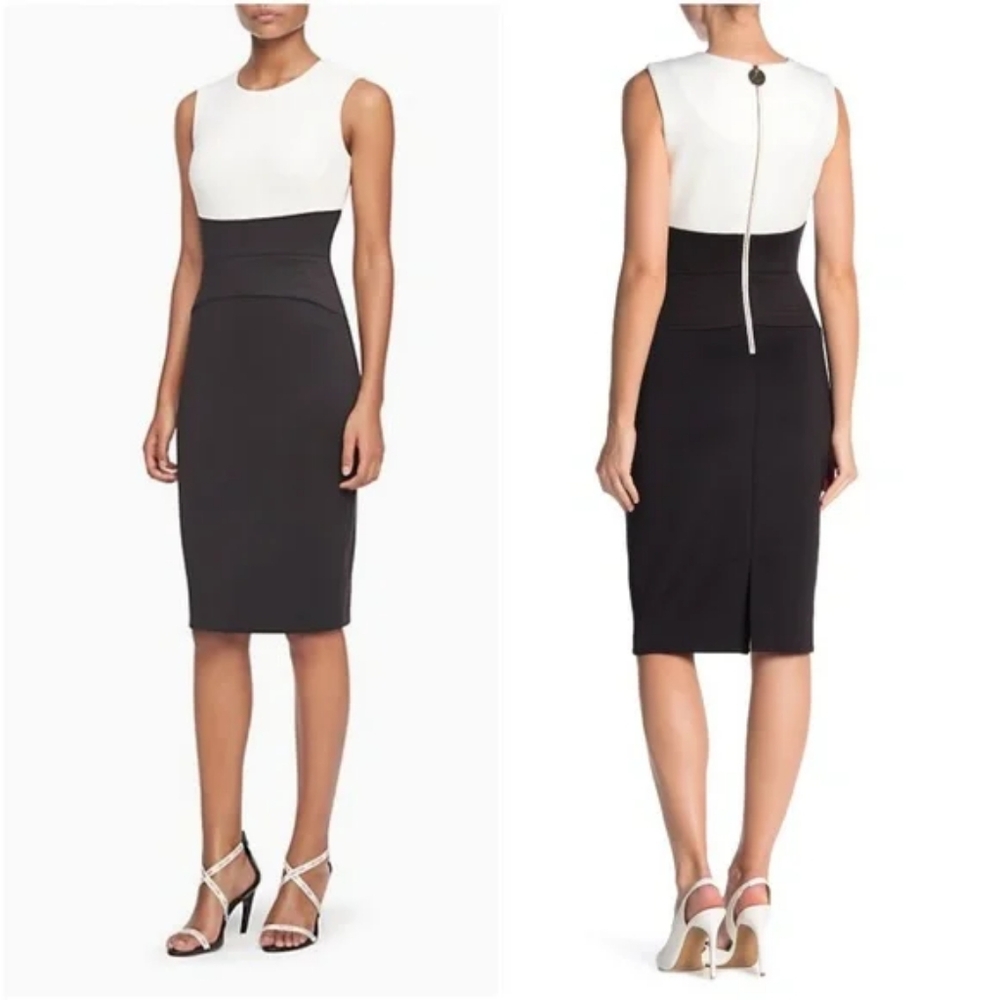 Calvin Klein Colorblock Cinch Waist Sheath Dress 8